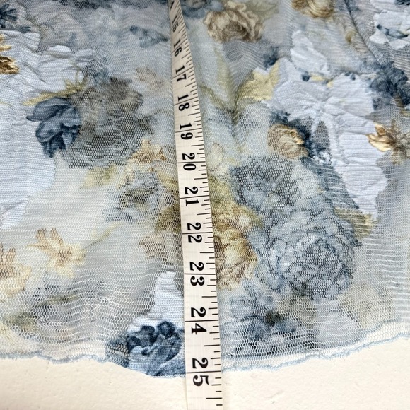 Karen Kane Sz M Blue Floral Sheer Mesh Stretchy Vintage Y2K Rave Fairy Top - Picture 7 of 7